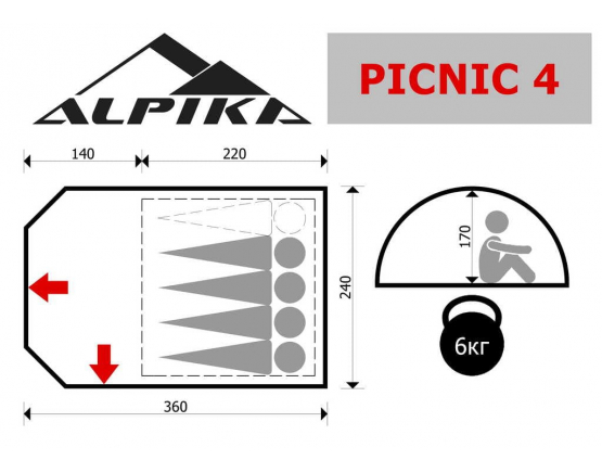 Летняя палатка Alpika Picnic-4
