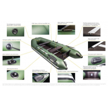 Лодка ПВХ Аква 2800 Слань-книжка киль зеленый/черный